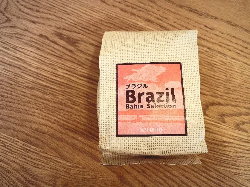コーヒー豆の袋 ブラジル bahia selectionと書かれている